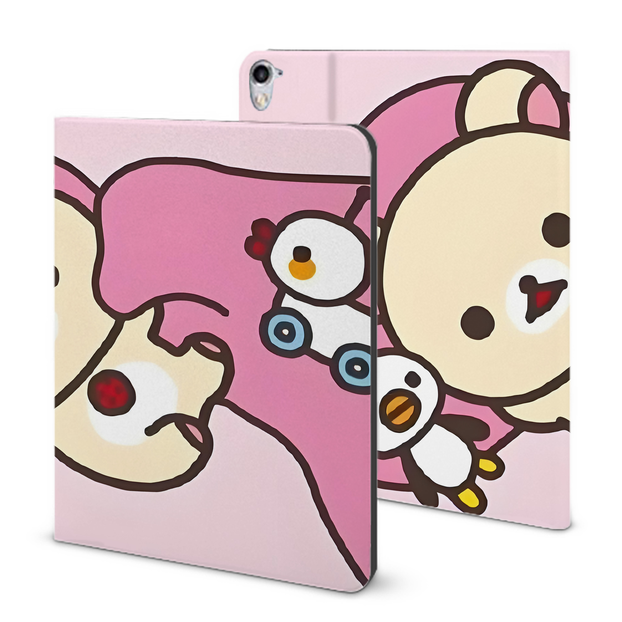 （画像用） リラックマ リラックマ キイロイトリ Rilakkuma Korilakkuma Kiiroitori IPad ケース ブック型 PUレザー TPU 耐衝撃 軽量 薄型 ペン収納なし 全面保護 IPad 各モデル対応